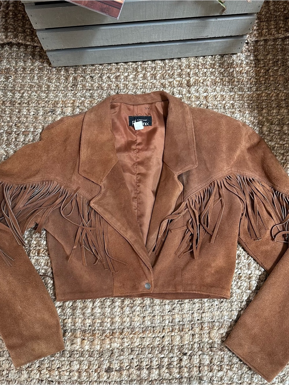 Fringed Suede Cropped Jacket - Brown